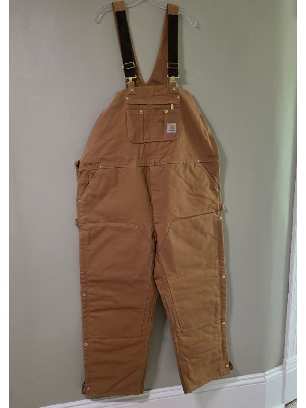 Carhartt R41 Bib Overalls Mens 50x32 Brown Quilt Lined Zip To Thigh NWT